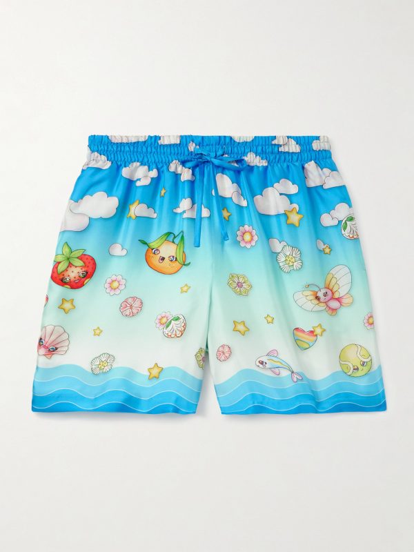 Straight-Leg Printed Silk-Twill Shorts Straight-Leg Printed Silk-Twill Shorts
