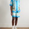 Straight-Leg Printed Silk-Twill Shorts - OU Straight-Leg Printed Silk-Twill Shorts - OU
