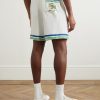 Wide-Leg Printed Silk-Twill Shorts - BK