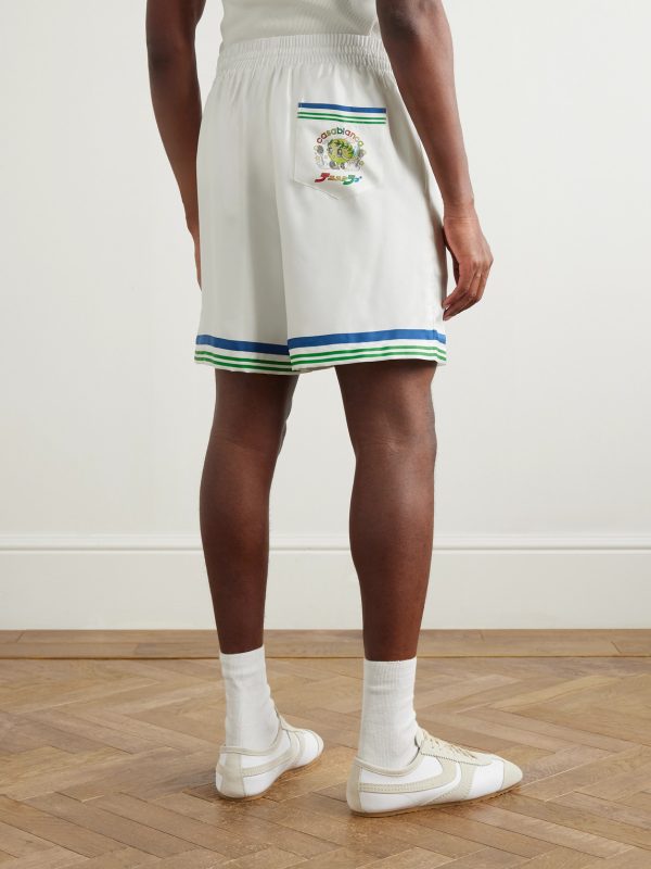 Wide-Leg Printed Silk-Twill Shorts - BK
