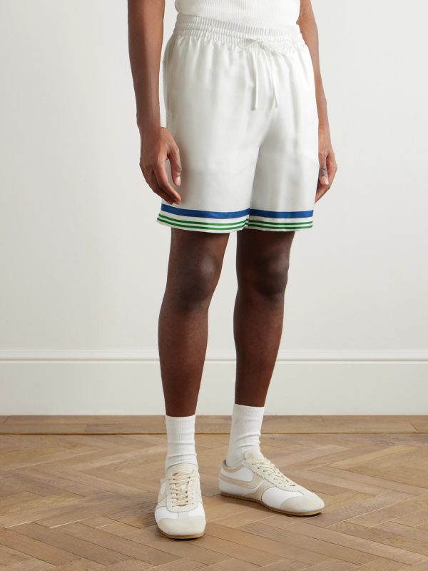 Wide-Leg Printed Silk-Twill Shorts - FR