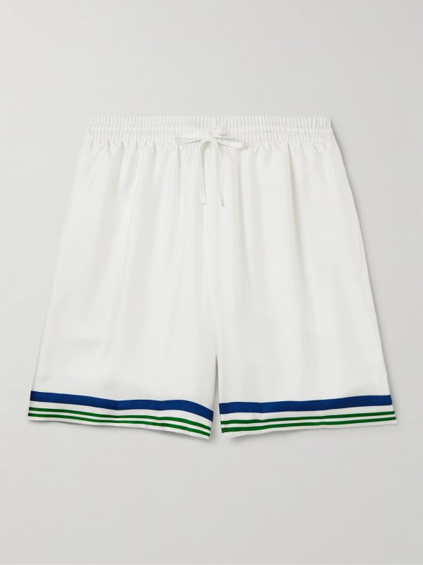 Wide-Leg Printed Silk-Twill Shorts