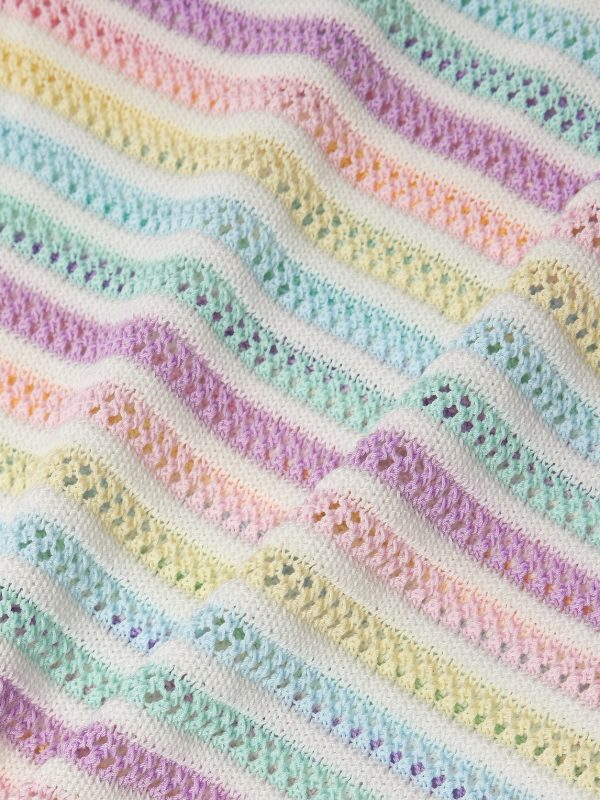 Flower Camp-Collar Striped Crocheted Cotton Shirt - E1 Flower Camp-Collar Striped Crocheted Cotton Shirt - E1