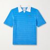 Logo-Appliquéd Bouclé-Trimmed Cotton-Blend Velour Polo Shirt Logo-Appliquéd Bouclé-Trimmed Cotton-Blend Velour Polo Shirt