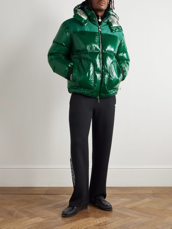 Logo-Jacquard Canvas-Trimmed Quilted Nylon-Ripstop Hooded Down Jacket - OU