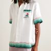 Convertible-Collar Printed Silk-Twill Shirt - FR