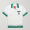 Convertible-Collar Printed Silk-Twill Shirt