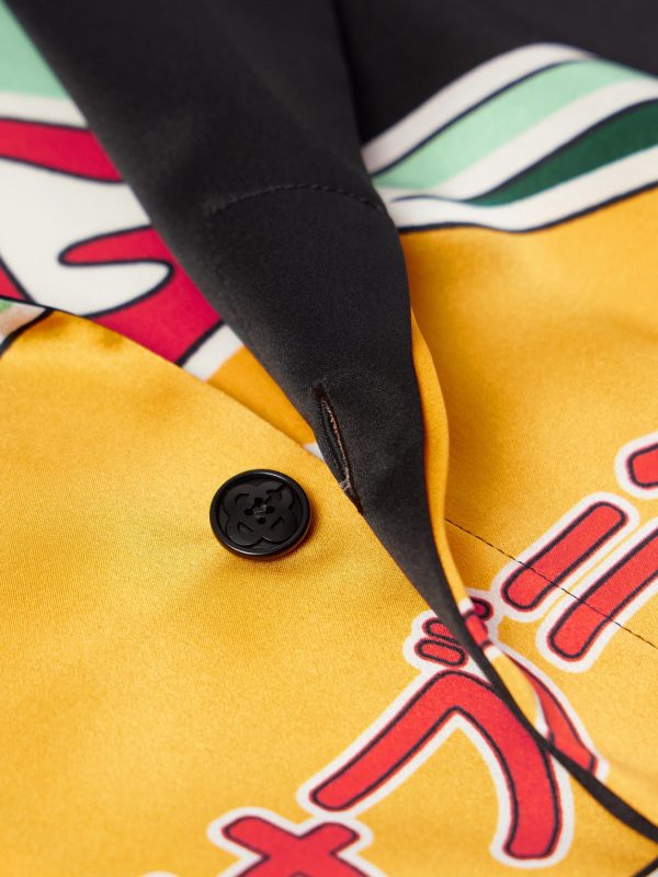 Graphic Mountain Convertible-Collar Logo-Print Silk-Satin Shirt - CU Graphic Mountain Convertible-Collar Logo-Print Silk-Satin Shirt - CU
