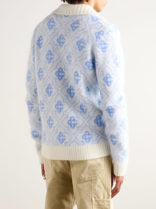 Jacquard-Knit Zip-Up Cardigan - BK Jacquard-Knit Zip-Up Cardigan - BK