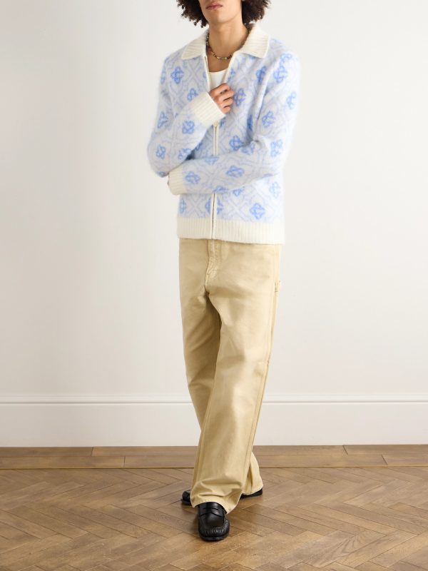 Jacquard-Knit Zip-Up Cardigan - OU Jacquard-Knit Zip-Up Cardigan - OU