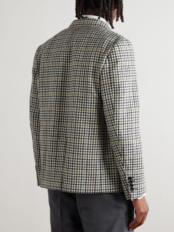 Unstructured Checked Houndstooth Wool-Tweed Blazer - BK Unstructured Checked Houndstooth Wool-Tweed Blazer - BK