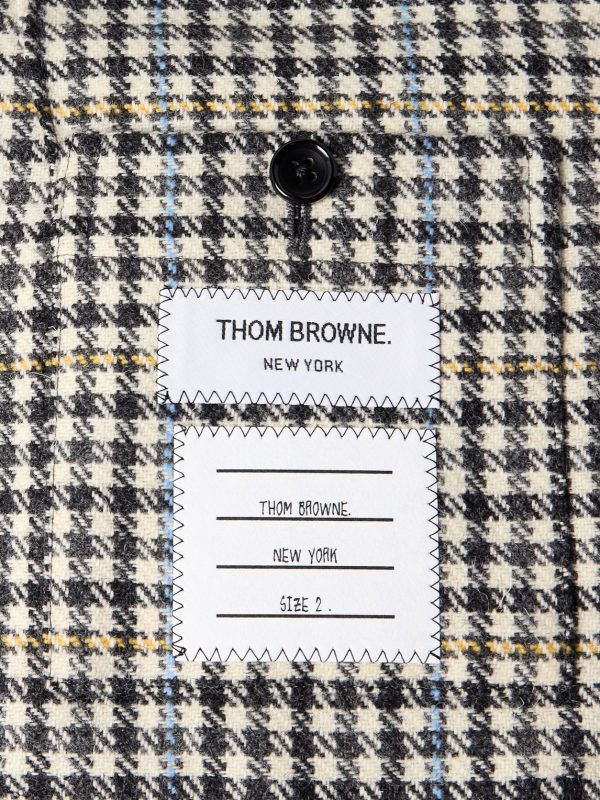 Unstructured Checked Houndstooth Wool-Tweed Blazer - E1 Unstructured Checked Houndstooth Wool-Tweed Blazer - E1