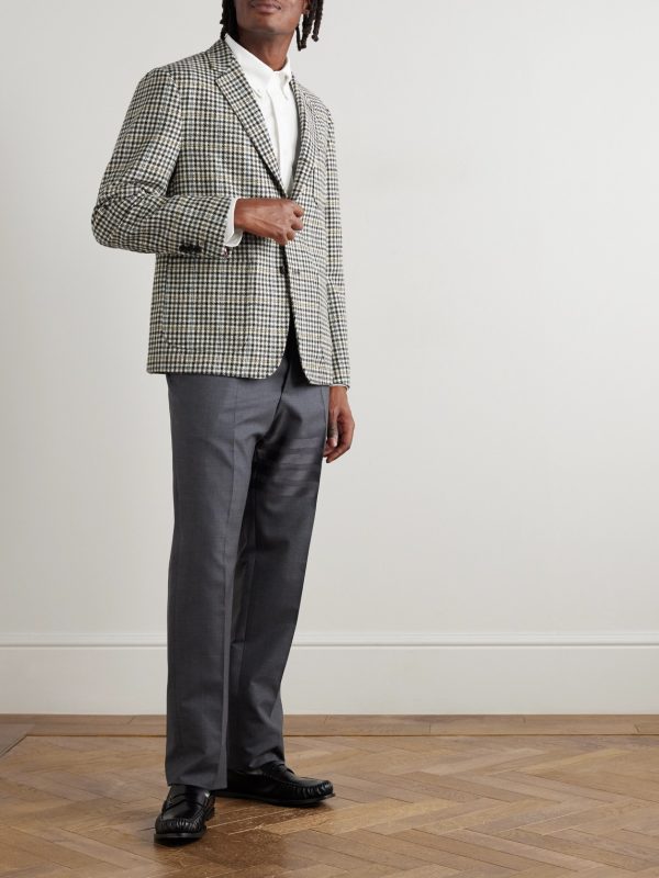 Unstructured Checked Houndstooth Wool-Tweed Blazer - OU Unstructured Checked Houndstooth Wool-Tweed Blazer - OU