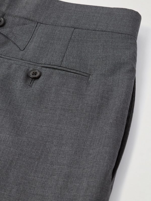 Slim-Fit Straight-Leg Pleated Wool Trousers - CU