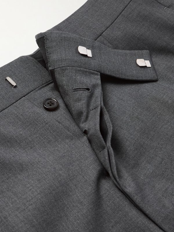 Slim-Fit Straight-Leg Pleated Wool Trousers - E1