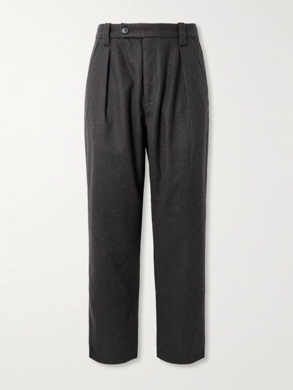 Renato Straight-Leg Pleated Wool-Blend Trousers Renato Straight-Leg Pleated Wool-Blend Trousers