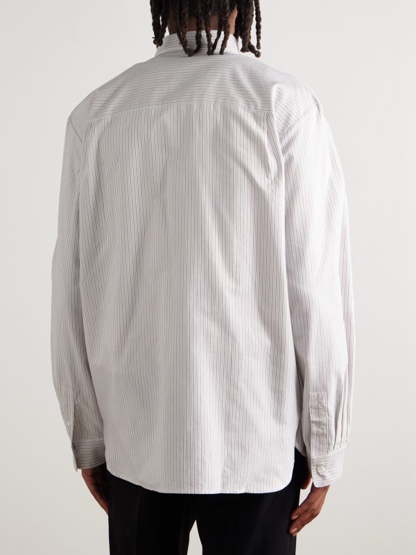 Mateo Button-Down Collar Pinstriped Organic Cotton Shirt - BK Mateo Button-Down Collar Pinstriped Organic Cotton Shirt - BK
