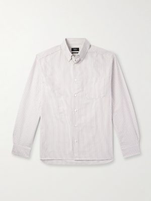 Mateo Button-Down Collar Pinstriped Organic Cotton Shirt Mateo Button-Down Collar Pinstriped Organic Cotton Shirt