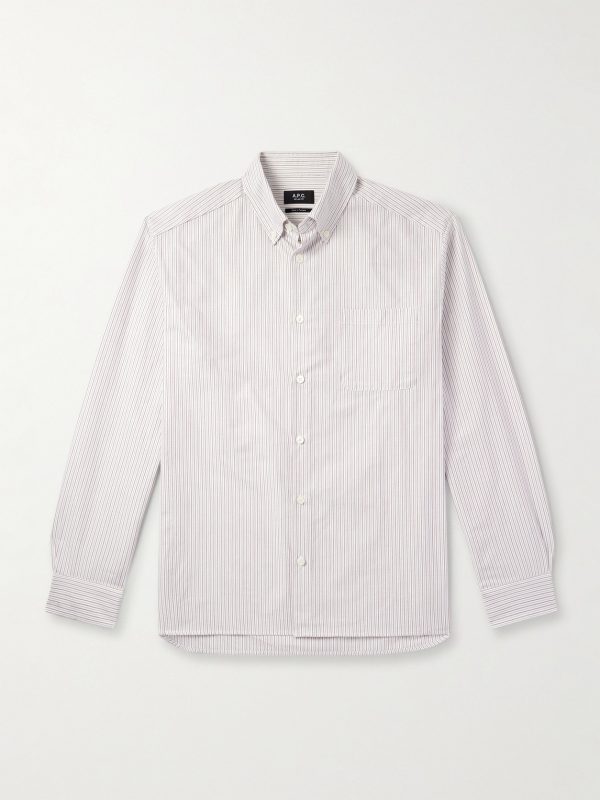 Mateo Button-Down Collar Pinstriped Organic Cotton Shirt Mateo Button-Down Collar Pinstriped Organic Cotton Shirt