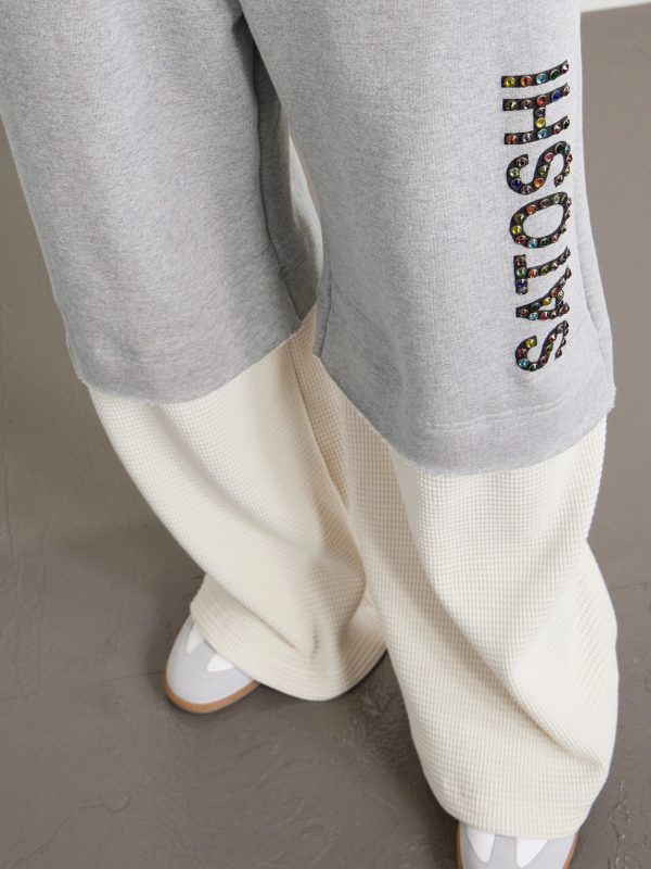 Wide-Leg Logo-Embellished Cotton-Jersey and Waffle-Knit Sweatpants - CU