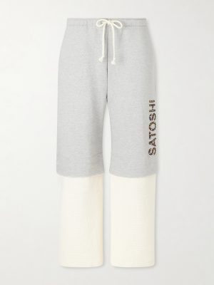 Wide-Leg Logo-Embellished Cotton-Jersey and Waffle-Knit Sweatpants Wide-Leg Logo-Embellished Cotton-Jersey and Waffle-Knit Sweatpants
