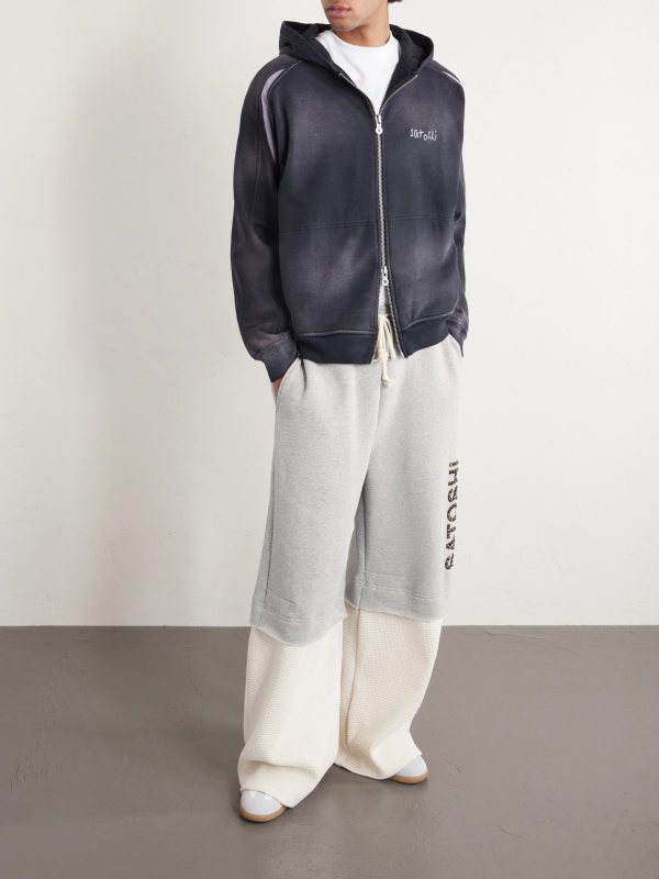 Wide-Leg Logo-Embellished Cotton-Jersey and Waffle-Knit Sweatpants - OU