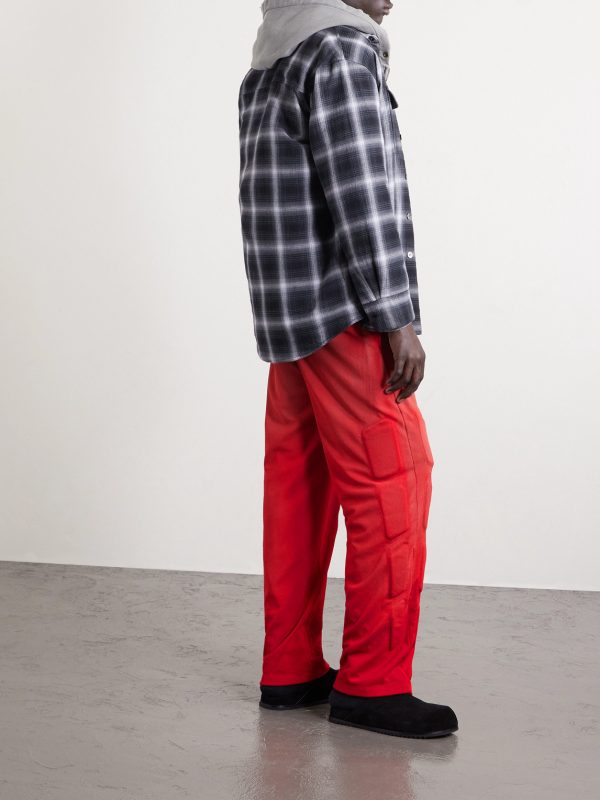 Straight-Leg Padded Printed Mesh Sweatpants - BK Straight-Leg Padded Printed Mesh Sweatpants - BK