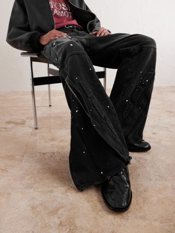 Enduro Straight-Leg Padded Paint-Splattered Jeans - CU Enduro Straight-Leg Padded Paint-Splattered Jeans - CU