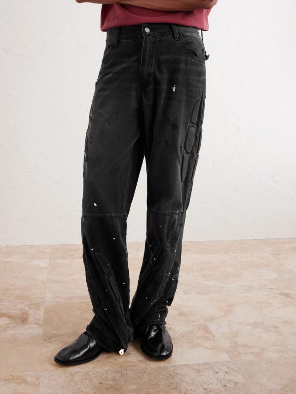 Enduro Straight-Leg Padded Paint-Splattered Jeans - FR Enduro Straight-Leg Padded Paint-Splattered Jeans - FR