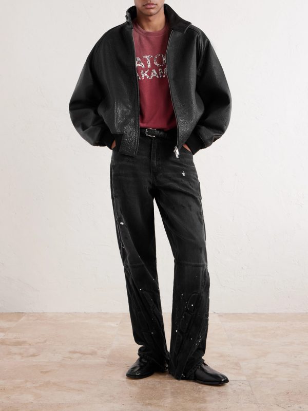 Enduro Straight-Leg Padded Paint-Splattered Jeans - OU Enduro Straight-Leg Padded Paint-Splattered Jeans - OU