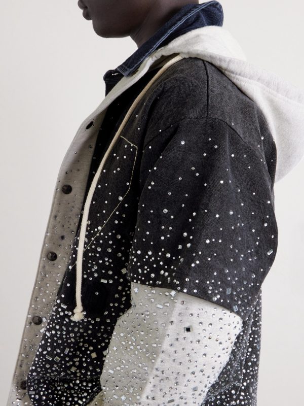 Embellished Layered Cotton Hoodie - CU Embellished Layered Cotton Hoodie - CU