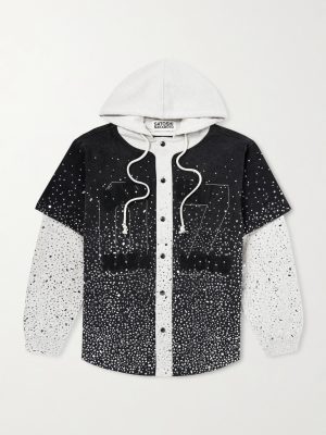 Embellished Layered Cotton Hoodie Embellished Layered Cotton Hoodie
