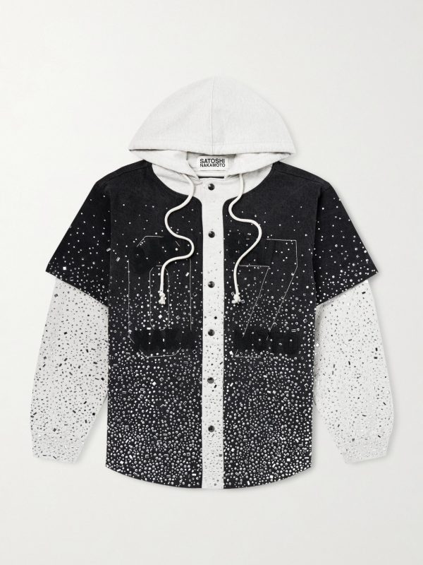 Embellished Layered Cotton Hoodie Embellished Layered Cotton Hoodie