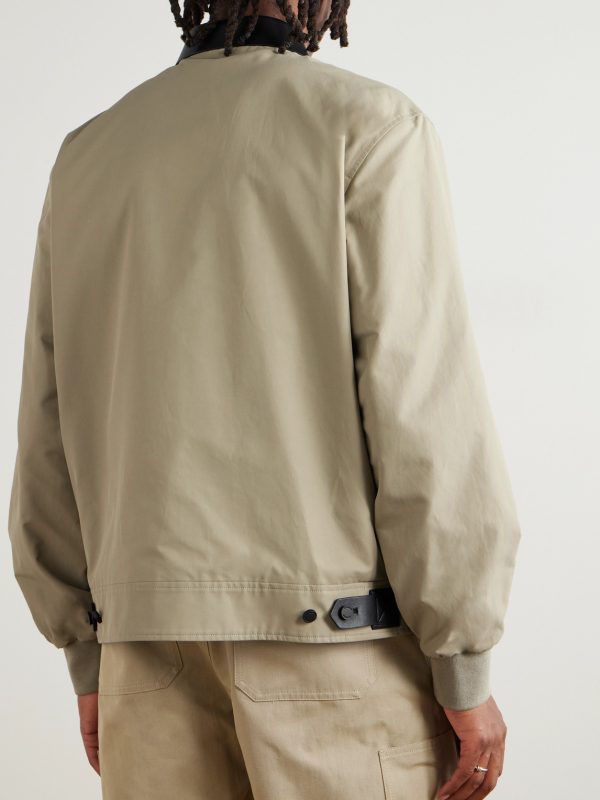 Leather-Trimmed Cotton-Blend Harrington Jacket - BK Leather-Trimmed Cotton-Blend Harrington Jacket - BK