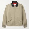 Leather-Trimmed Cotton-Blend Harrington Jacket Leather-Trimmed Cotton-Blend Harrington Jacket
