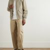 Leather-Trimmed Cotton-Blend Harrington Jacket - OU Leather-Trimmed Cotton-Blend Harrington Jacket - OU
