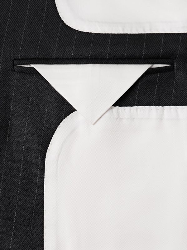 Double-Breasted Pinstriped Wool-Twill Suit Jacket - E1