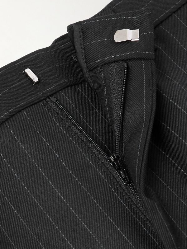 Straight-Leg Pinstriped Wool-Twill Trousers - E1