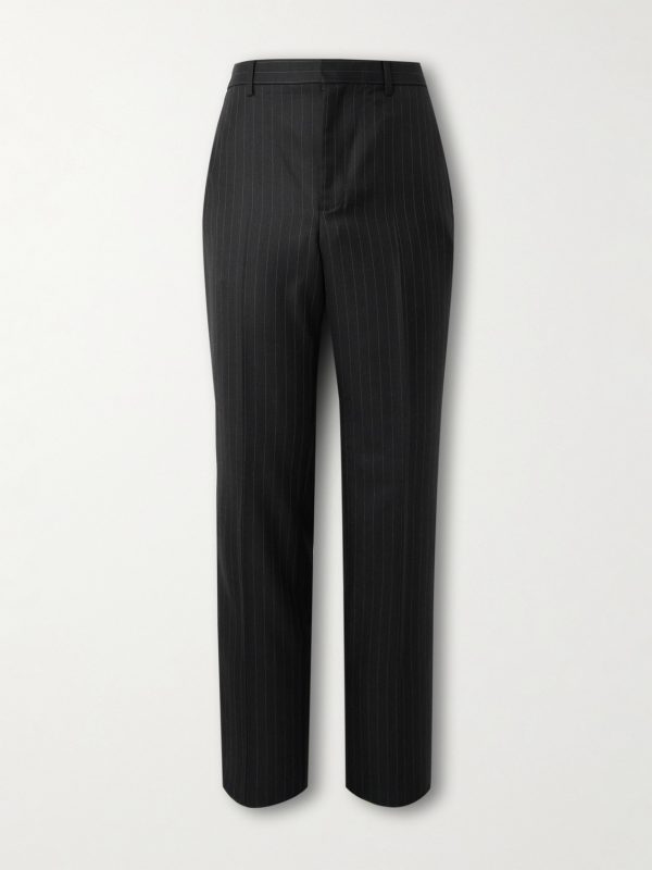 Straight-Leg Pinstriped Wool-Twill Trousers