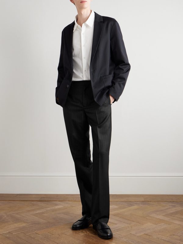 Straight-Leg Pinstriped Wool-Twill Trousers - OU