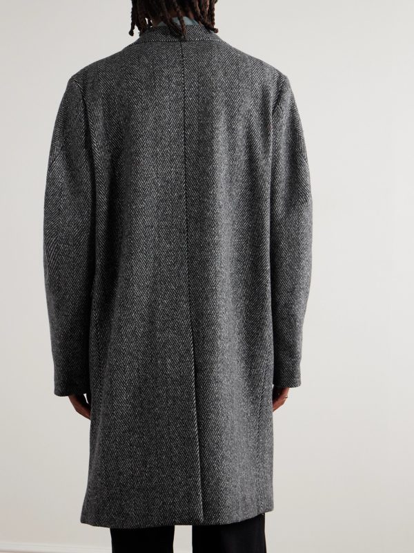 Herringbone Wool-Blend Coat - BK