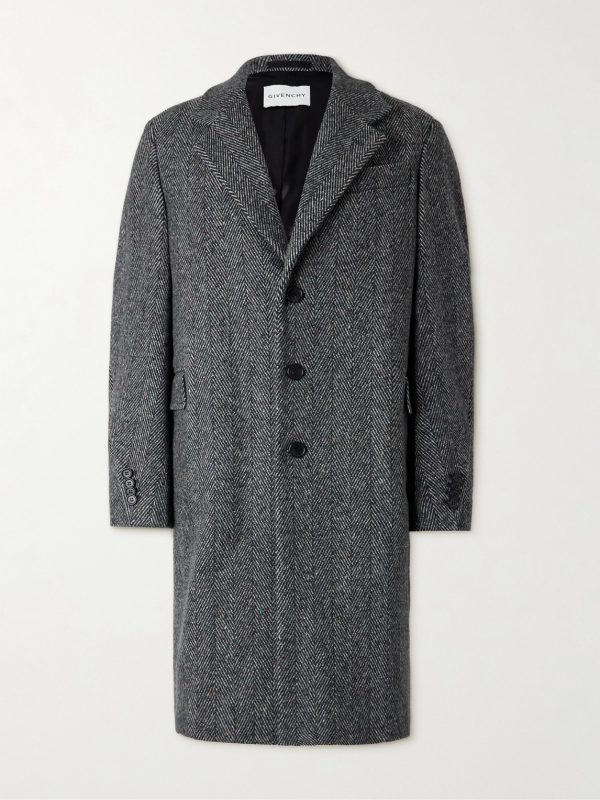 Herringbone Wool-Blend Coat