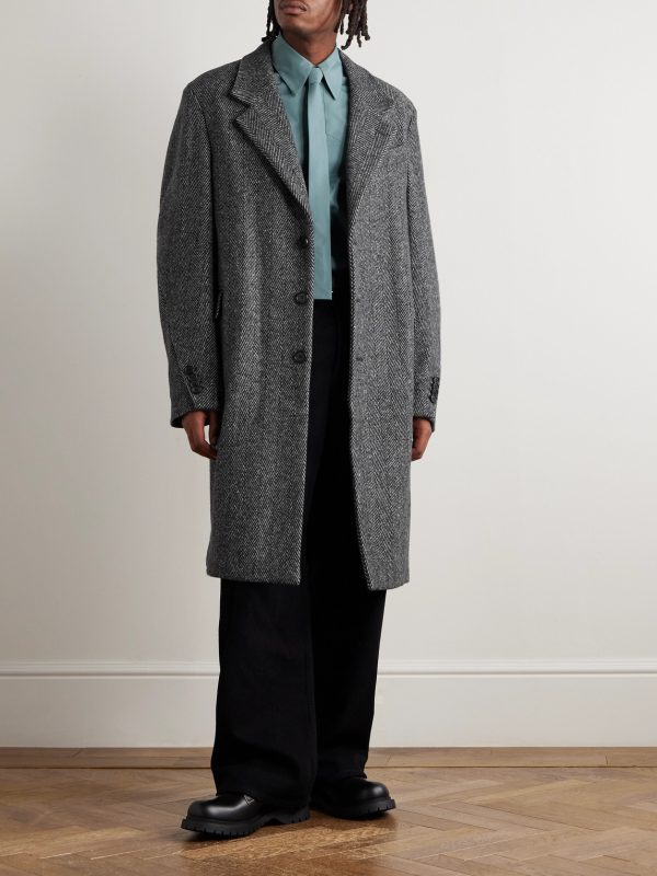 Herringbone Wool-Blend Coat - OU