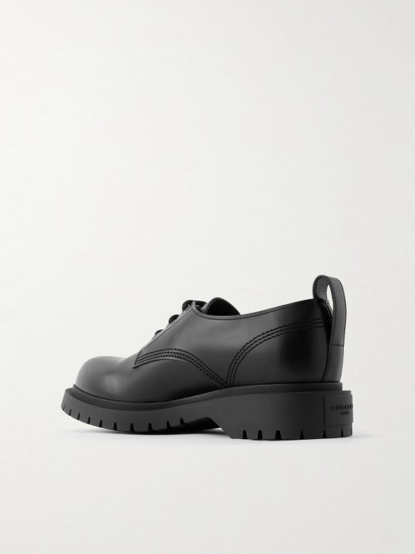 Logo-Detailed Leather Derby Shoes - BK