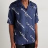 Convertible-Collar Logo-Print Silk-Twill Shirt - FR Convertible-Collar Logo-Print Silk-Twill Shirt - FR