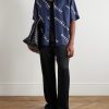 Convertible-Collar Logo-Print Silk-Twill Shirt - OU Convertible-Collar Logo-Print Silk-Twill Shirt - OU
