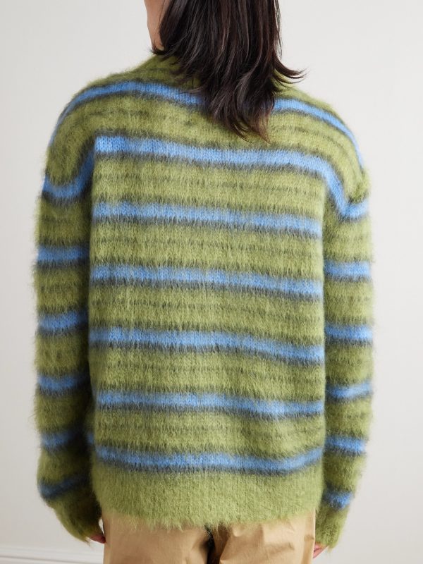 Striped Mohair-Blend Sweater - BK Striped Mohair-Blend Sweater - BK