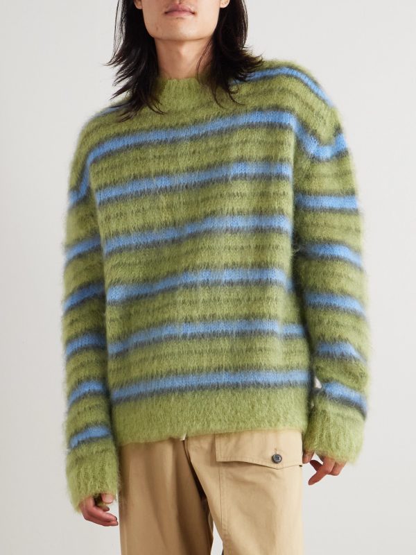 Striped Mohair-Blend Sweater - FR Striped Mohair-Blend Sweater - FR