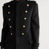 Double-Breasted Embellished Wool and Cashmere-Blend Coat - E1 Double-Breasted Embellished Wool and Cashmere-Blend Coat - E1