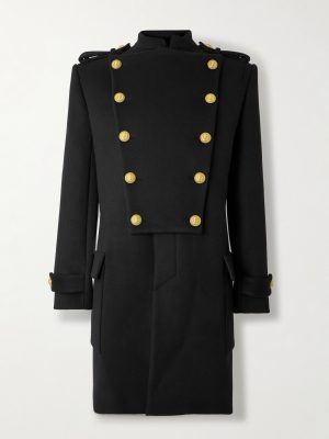 Double-Breasted Embellished Wool and Cashmere-Blend Coat Double-Breasted Embellished Wool and Cashmere-Blend Coat